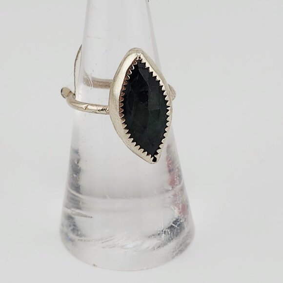 Dreamy Jwls Jewelry - EMERALD HANDMADE RING rose-cut genuine gemstone in sterling silver size 6